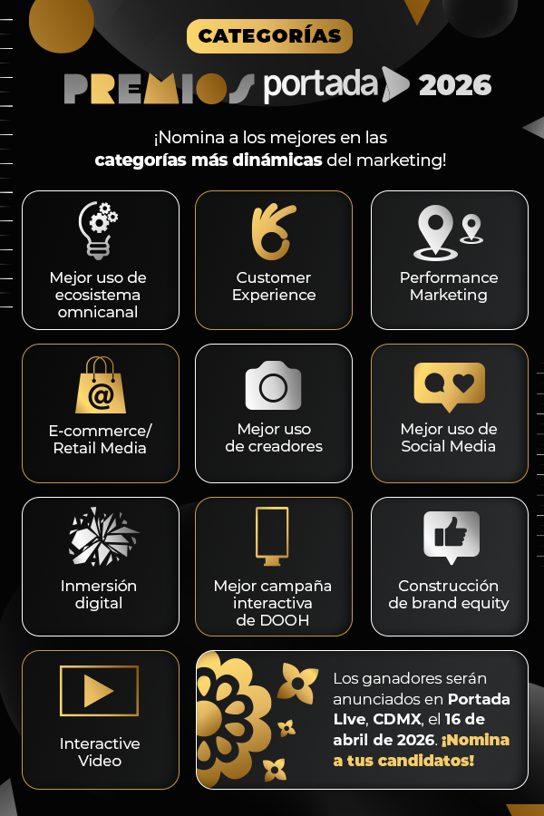Las categorías para los Premios Portada 2026. Imagen: Portada Live.