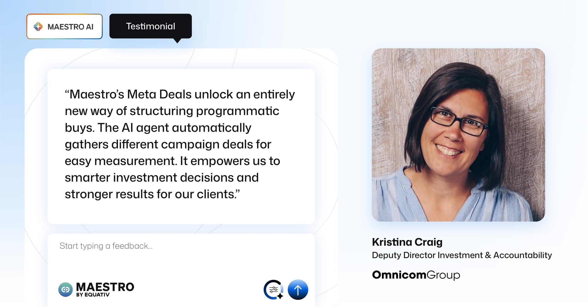 Kristina Craig, de Omnicom Group, habla sobre las ventajas de Maestro by Equativ. Imagen vía Equativ.